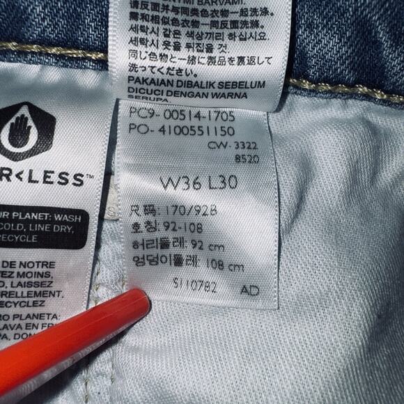 Levi's 514 Bootcut Jeans Mens 36X30 Light Wash Red Tab Zip School Classic Gorp - Picture 7 of 8